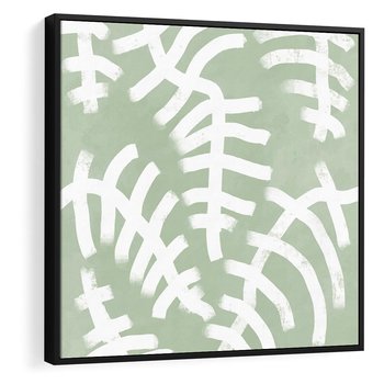 Obraz w ramie 50x50 - Oaza Zieleni - zielona abstrakcja, zgaszona zieleń - rama czarna