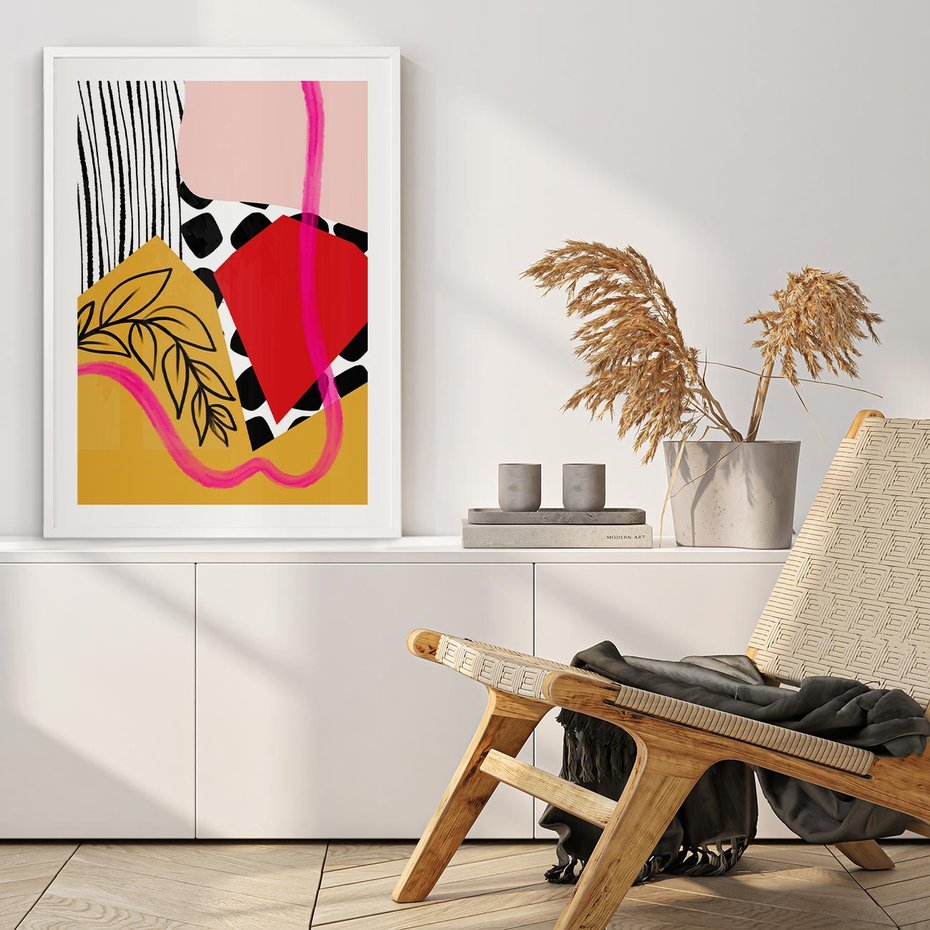 Plakat bez ramy 30x40 - Wnętrza Form - abstrakcyjna kompozycja, różne tekstury