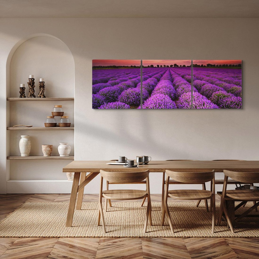 Obraz na płótnie 150x50 - Lawenda: polne zauroczenie - lawenda, kwiaty