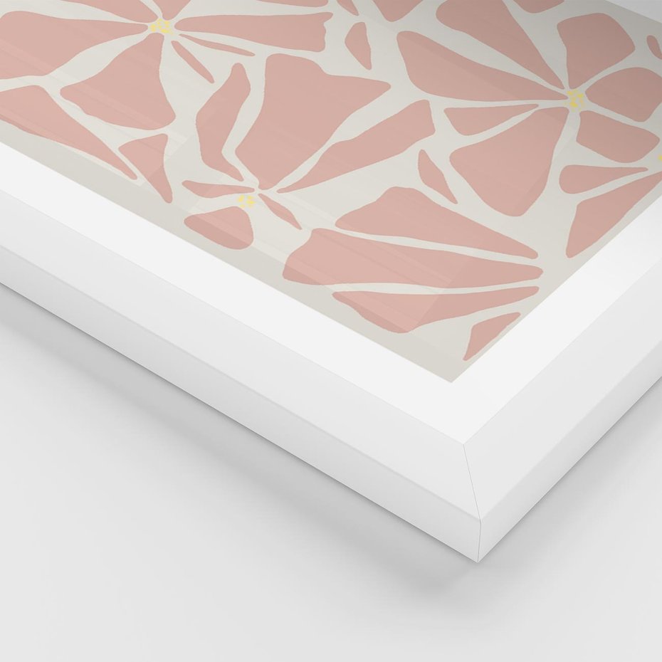 Plakat w ramie 40x50 - Akwarelowe Promienie - abstrakcyjne boho kwiaty, kompozycja - rama biała