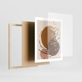 Plakat w ramie 40x50 - Taniec Przenikających Odbić - abstrakcyjny obraz, złote liście palmy - rama drewno