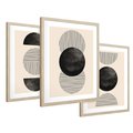 Zestaw obrazy w ramie 30x40 galeria - Geometryczne, grafiki, czarno, biały - rama drewno