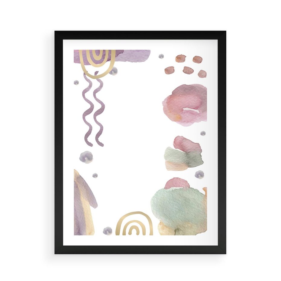 Plakat w ramie 50x70 - Pastelowe Wnętrza Emocji - abstrakcyjny palakt, akwarelowe plamy - rama czarna