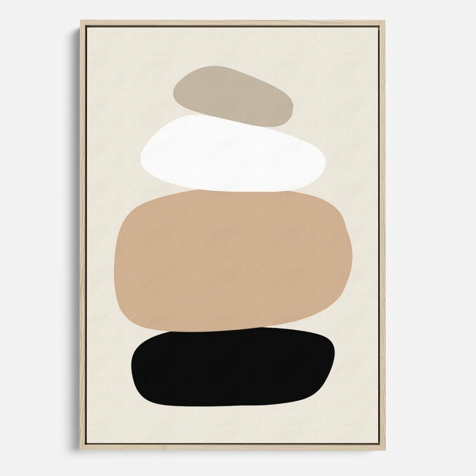 Obraz w ramie 80x120 - Zgeometryzowane Kształty - modernistyczny plakat, obłe kształty - rama drewno