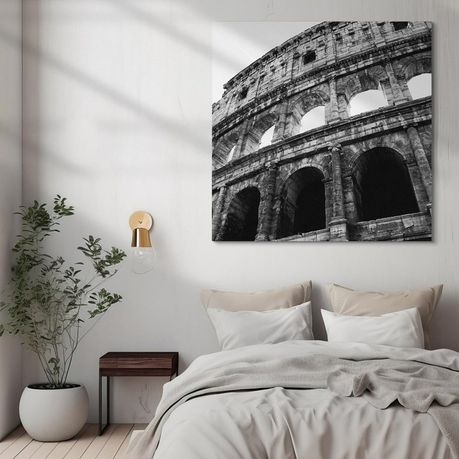Obraz na płótnie 50x50 - Koloseum w Czarnej Bieli - antyczna architektura, koloseum