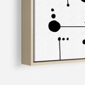 Obraz w ramie 50x50 - Nocne Zawirowania - abstrakcyjny plakat, czarne kropki i kreski - rama drewno