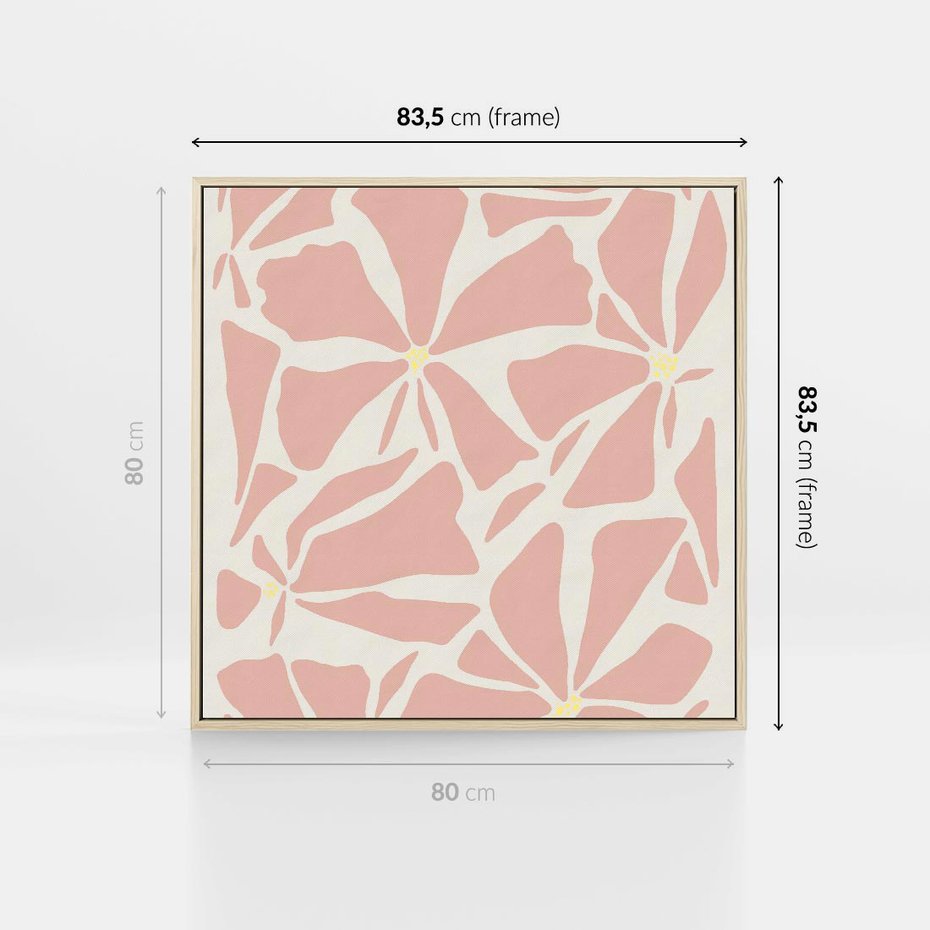 Obraz w ramie 80x80 - Akwarelowe Promienie - abstrakcyjne boho kwiaty, kompozycja - rama drewno