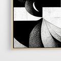 Obraz w ramie 50x50 - Harmonia świateł i cieni - abstrakcja czarno biała, geometria - rama drewno