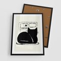 Plakat w ramie 50x70 - Czarny Kot: Prosta Elegancja - grafika, minimalizm - rama czarna