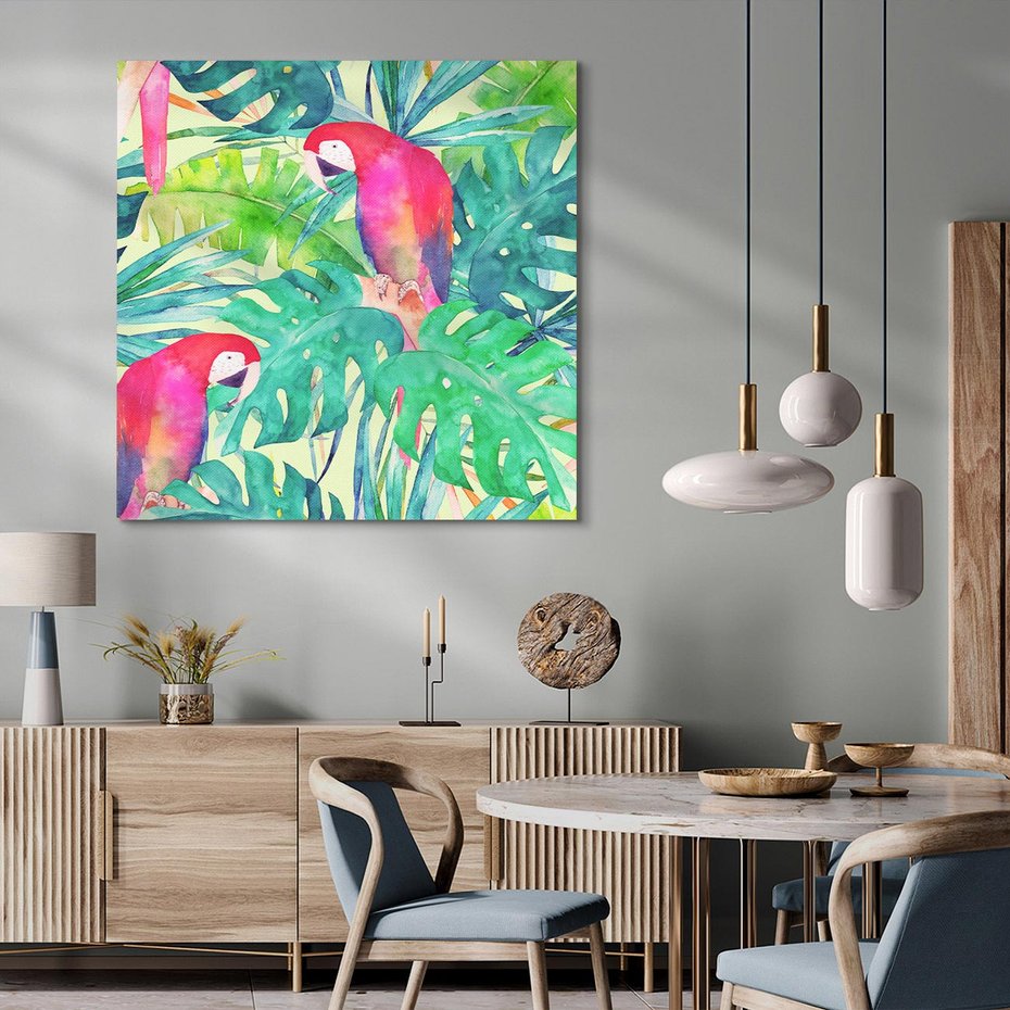 Obraz na płótnie 40x40 - Egzotyczna Przygoda - tropikalne, liście