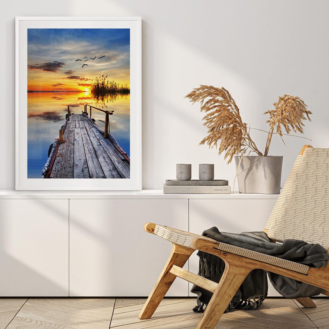 Plakat bez ramy 50x70 - Zachód słońca na pomostach - zachód, słońca