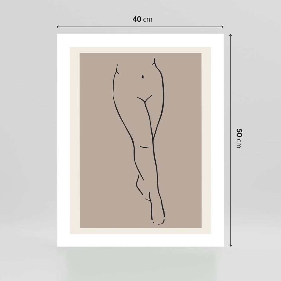 Plakat bez ramy 40x50 - Intrygujące Szkice - mnimalistyczny akt kobiecy, beżowa tonacja