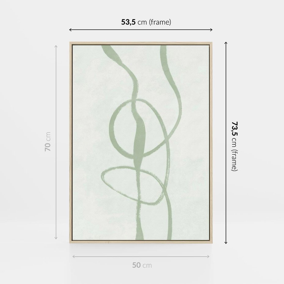 Obraz w ramie 50x70 - Zieleń Wewnętrznej Harmonii - zielona abstrakcja, zgaszona zieleń - rama drewno