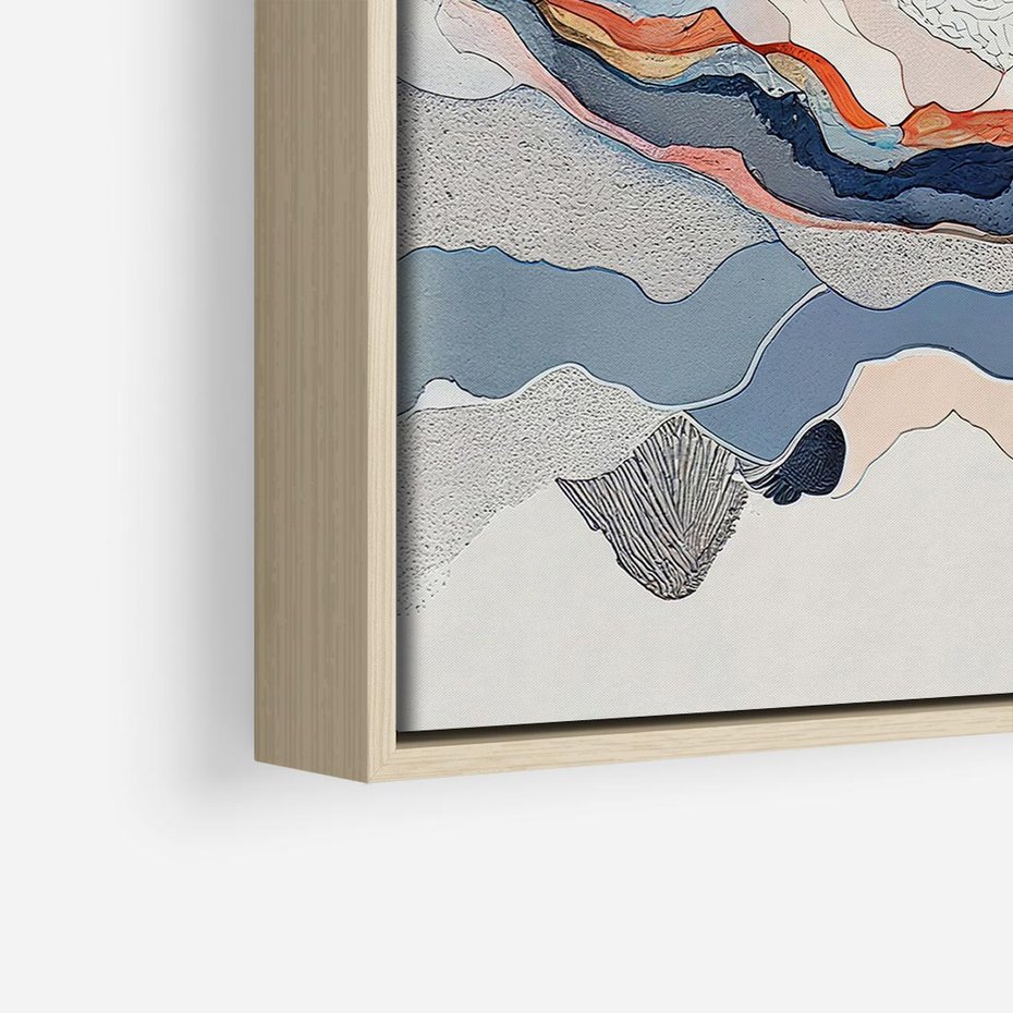 Obraz w ramie 80x80 - Dynamiczne Góry - akwarelowe graficzne góry, krajobraz - rama drewno