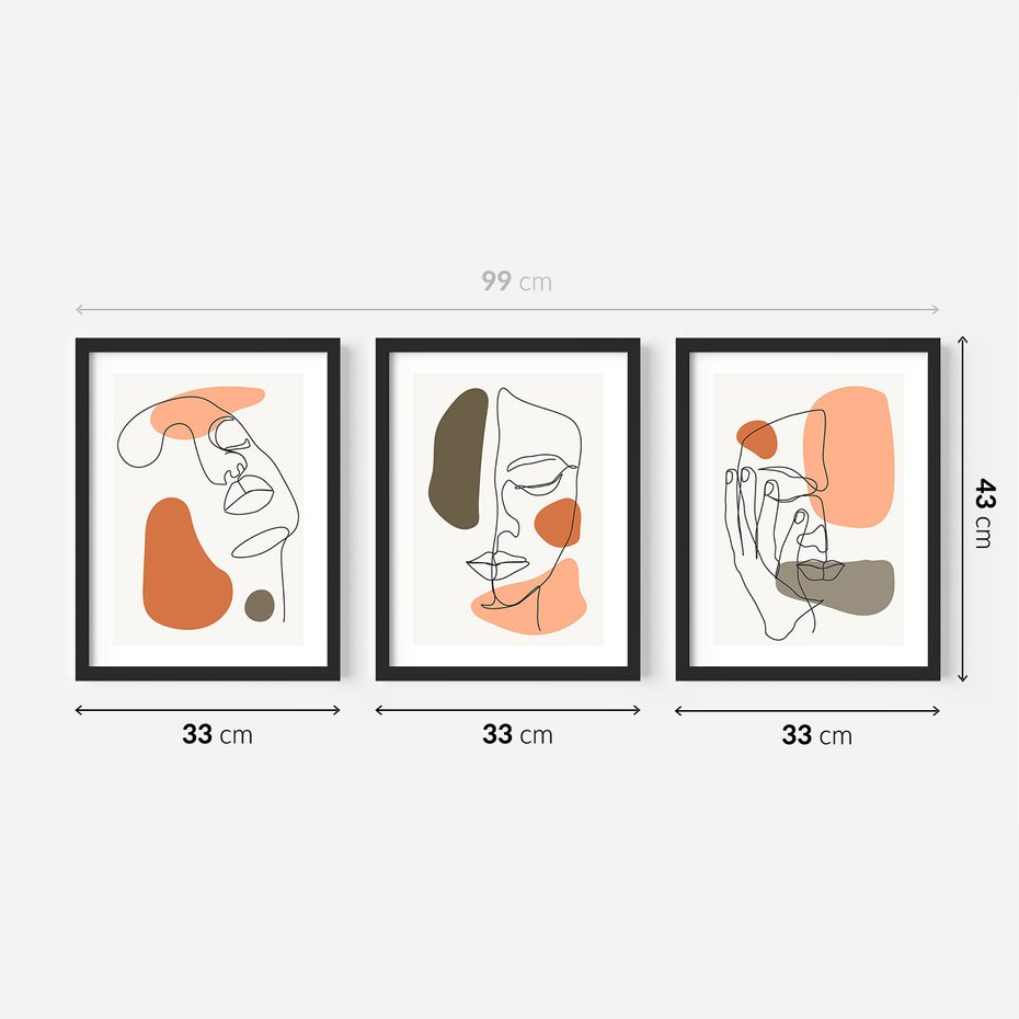 Zestaw obrazy w ramie 30x40 galeria - Graficzne, twarze, kobiet, nowoczesny - rama czarna