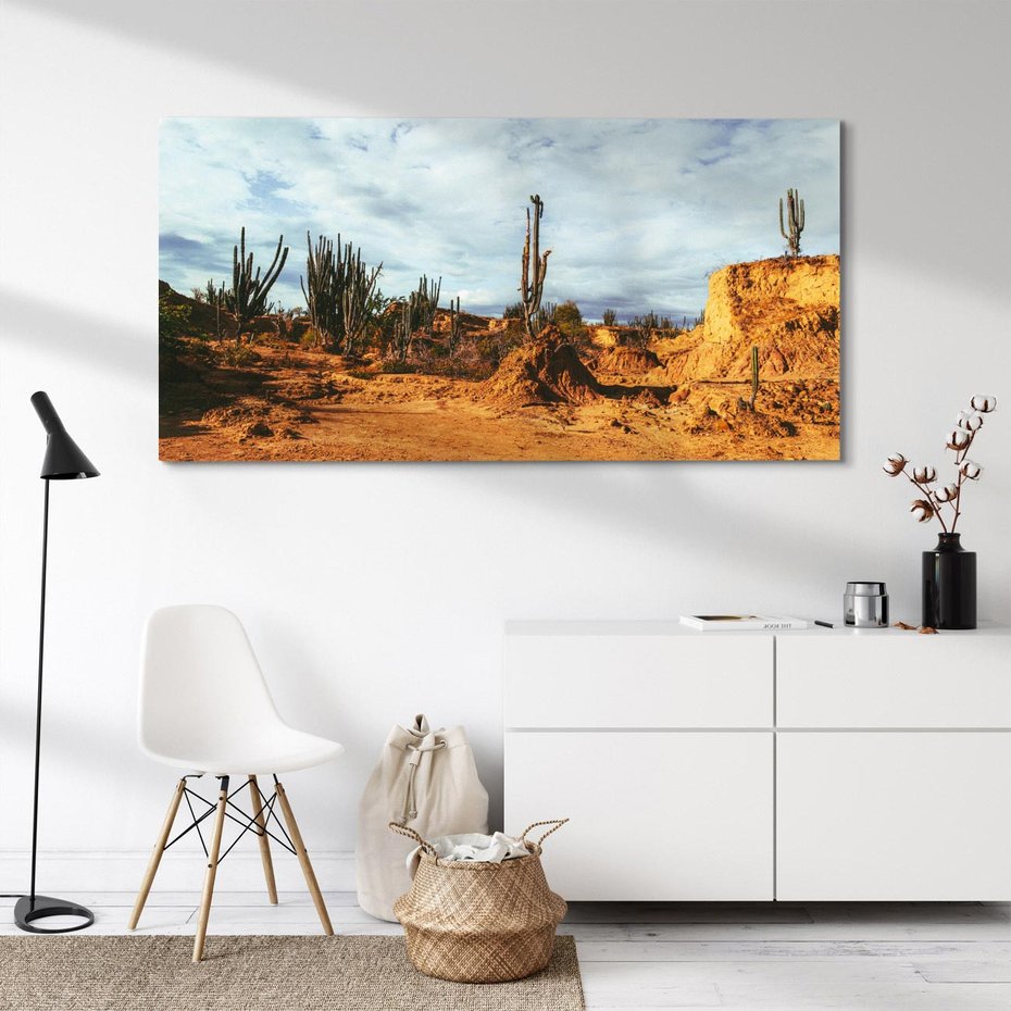 Obraz na płótnie 120x60 - Skarby Pustynnego Kanionu - pustynia, kaktusy