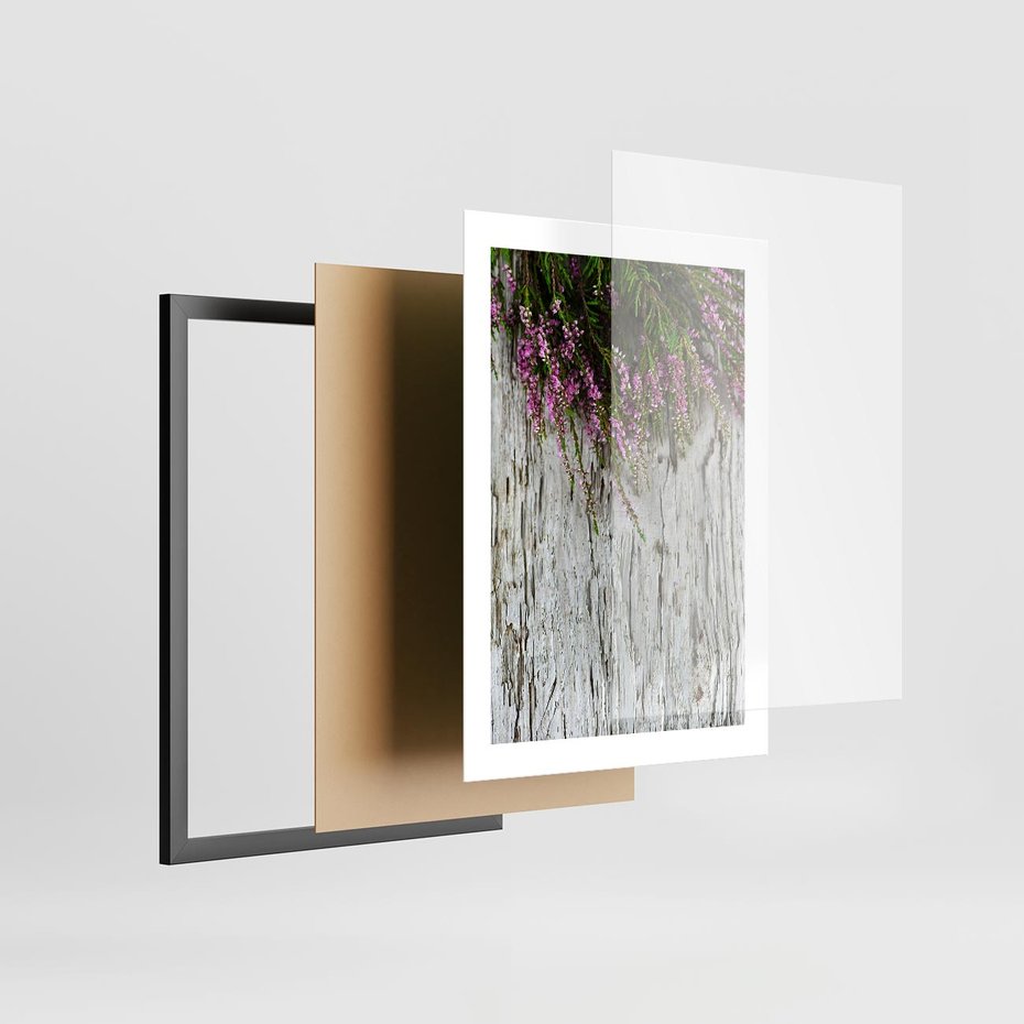 Plakat w ramie 30x40 - Fioletowe Wrzosy - wrzosy, fiolet - rama czarna