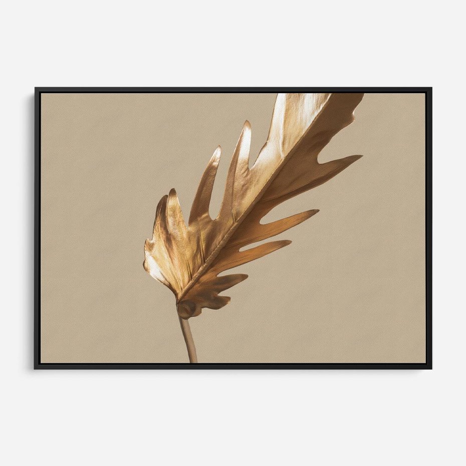 Obraz w ramie 70x50 - Piękno w Detalu - złoty, liść - rama czarna