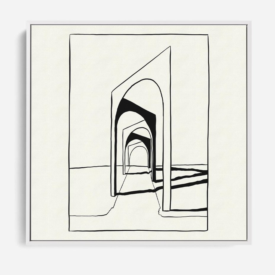 Obraz w ramie 80x80 - Poezja światła i cienia - nowoczesna sztuka, minimalistyczny styl - rama biała