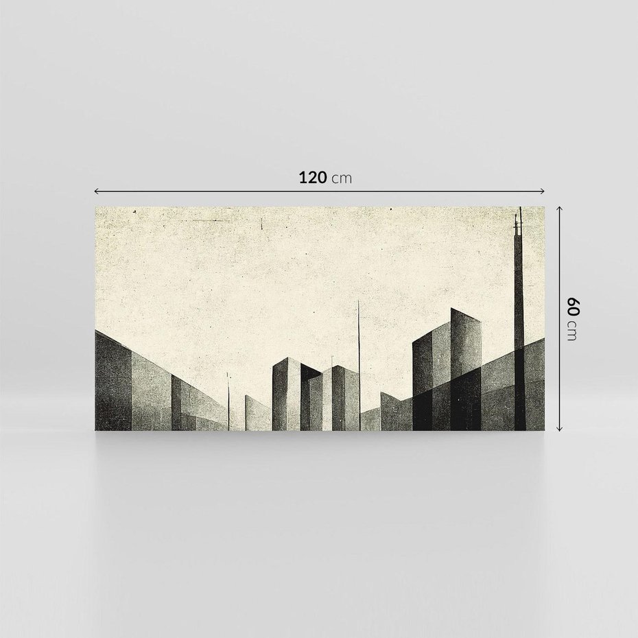 Obraz na płótnie 120x60 - Mroczne Wieżowce - postarzana grafika, perspektywa budynków wieżowców