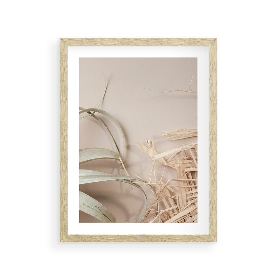Plakat w ramie 30x40 - Boho urok suchych liści - suche, liście - rama drewno