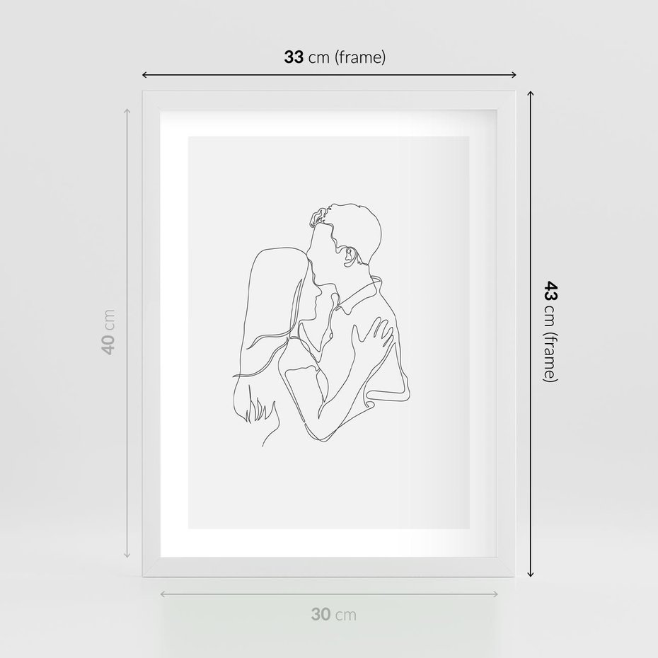 Plakat w ramie 30x40 - Bezgraniczne Przenikanie - para zakochanych, kobieta i mężczyzna - rama biała