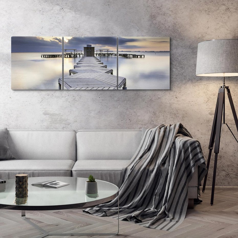 Obraz na płótnie 90x30 - Spokój nad Jeziorem - pomost, jezioro