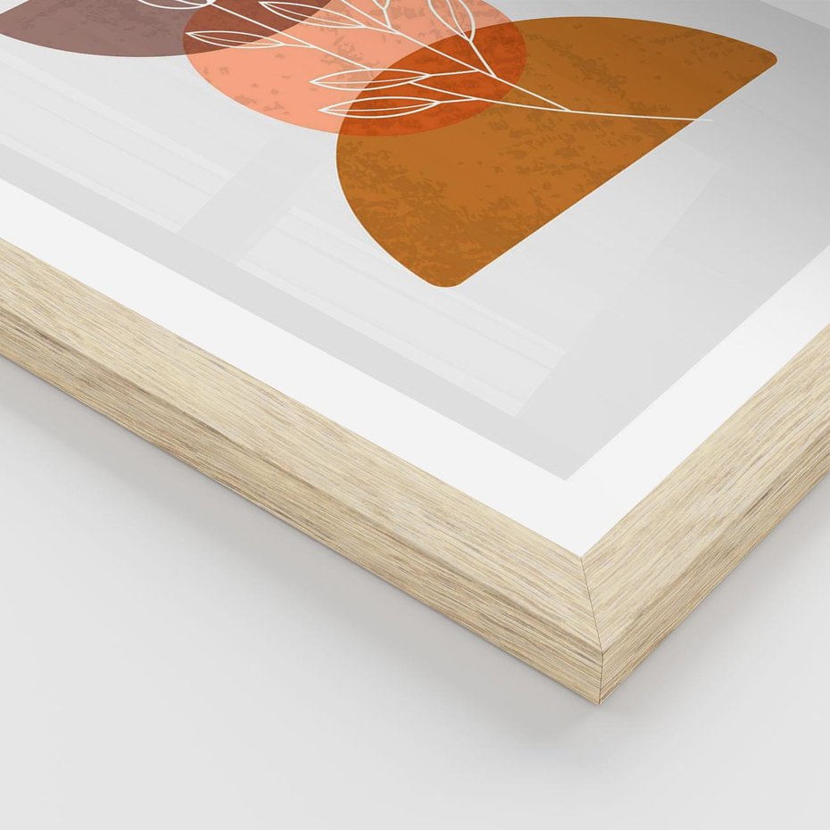 Plakat w ramie 50x70 - Kwiatowa Akwarela - akwarelowe kształty, brąz - rama drewno