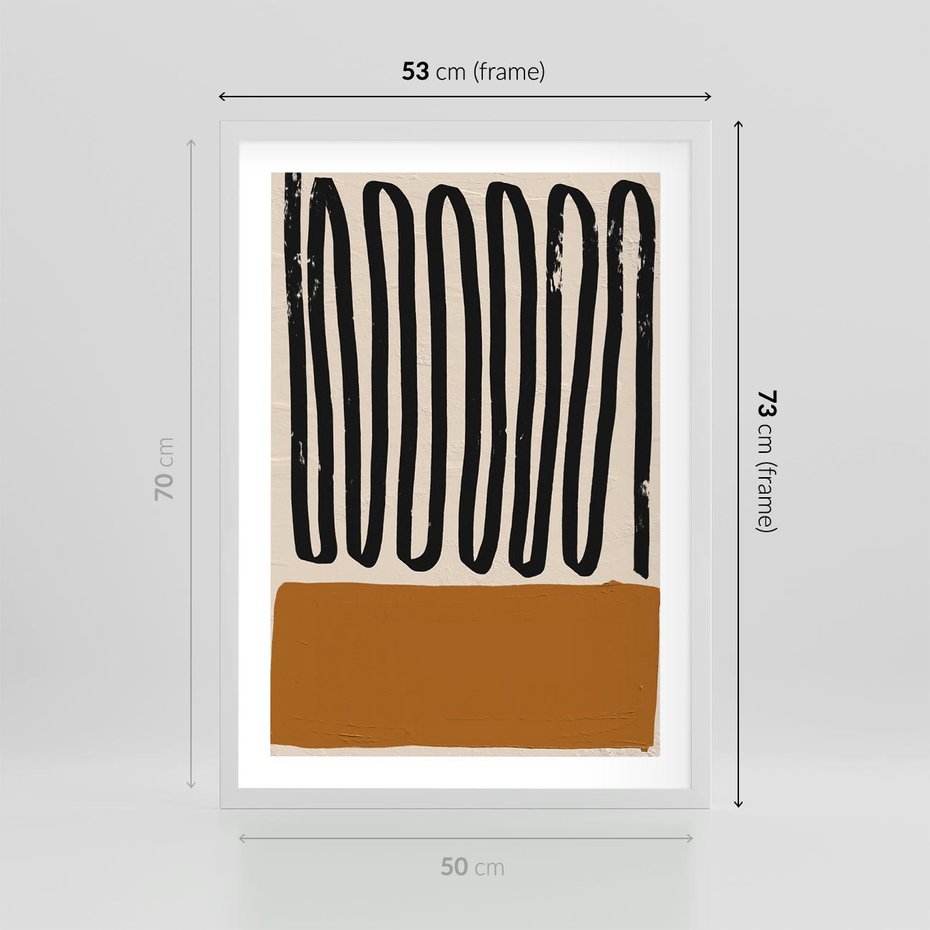 Plakat w ramie 50x70 - Boho Impulsy Kreatywności - abstrakcyjny plakat, brąz - rama biała