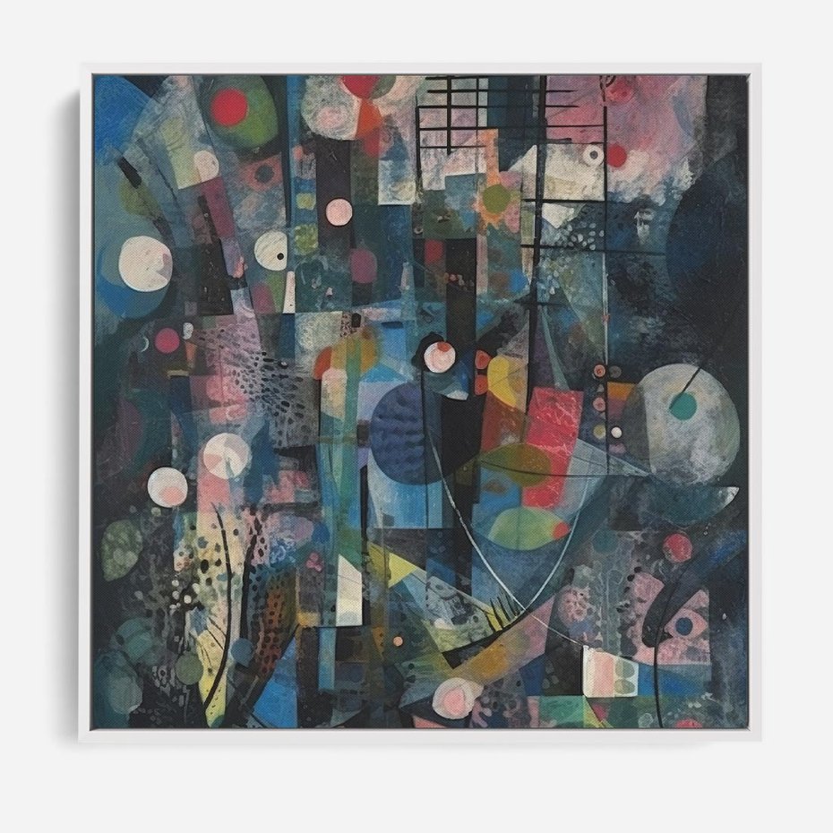 Obraz w ramie 50x50 - Rozbijając Granice Kreatywności - abstrakcyjny obraz, sztuka abstrakcji - rama biała