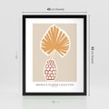 Plakat w ramie 40x50 - Kwiatowa Kreatywność - tropikalny liść w wazonie, typografia - rama czarna