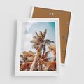 Plakat w ramie 50x70 - Plażowa Idylla z Palmami - palmy, rajska plaża - rama biała