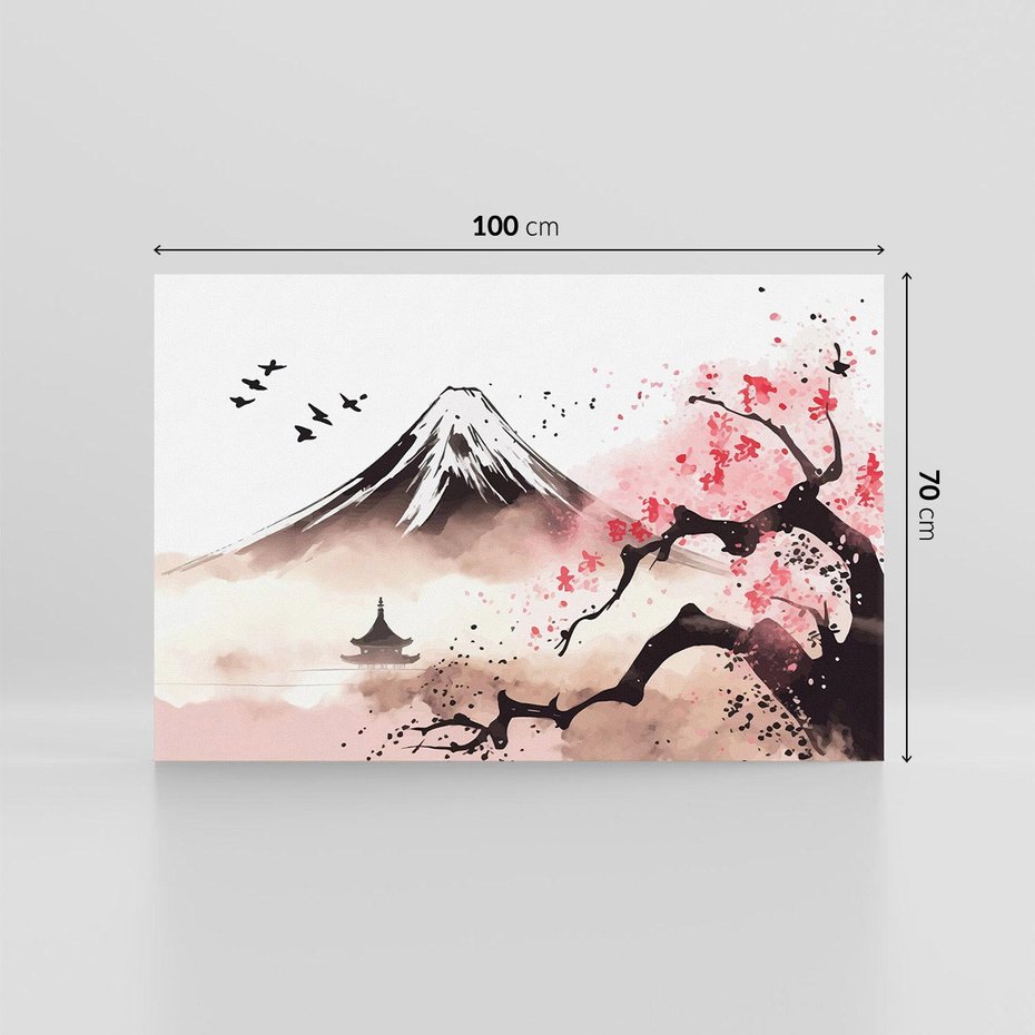 Obraz na płótnie 100x70 - Krajobraz Japonii - akwarela na papirusie, japonia