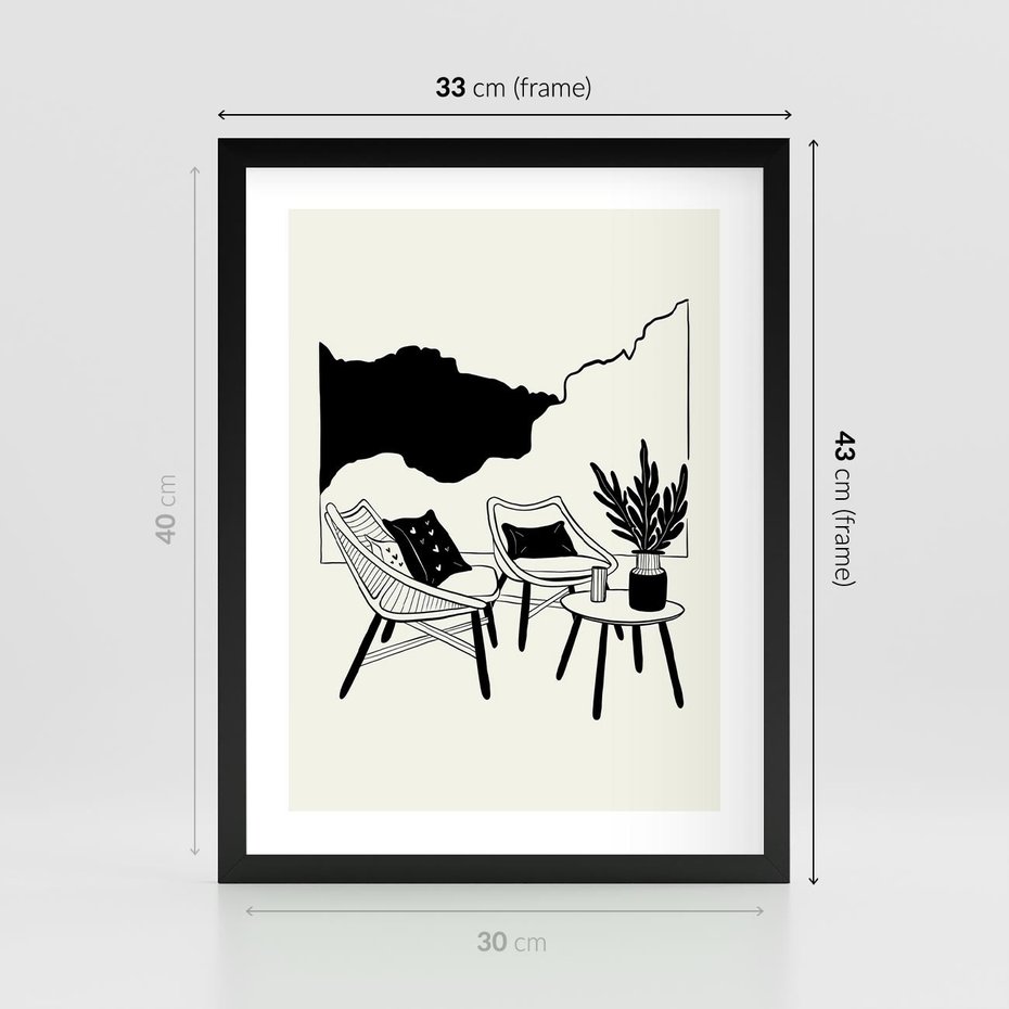 Plakat w ramie 30x40 - Boho Elegancja - boho wnętrze, salon - rama czarna