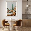 Plakat w ramie 50x70 - Kaktusowa Galeria w Doniczkach - kaktusy w doniczkach, fotografia - rama drewno