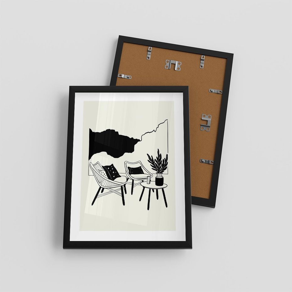 Plakat w ramie 30x40 - Boho Elegancja - boho wnętrze, salon - rama czarna