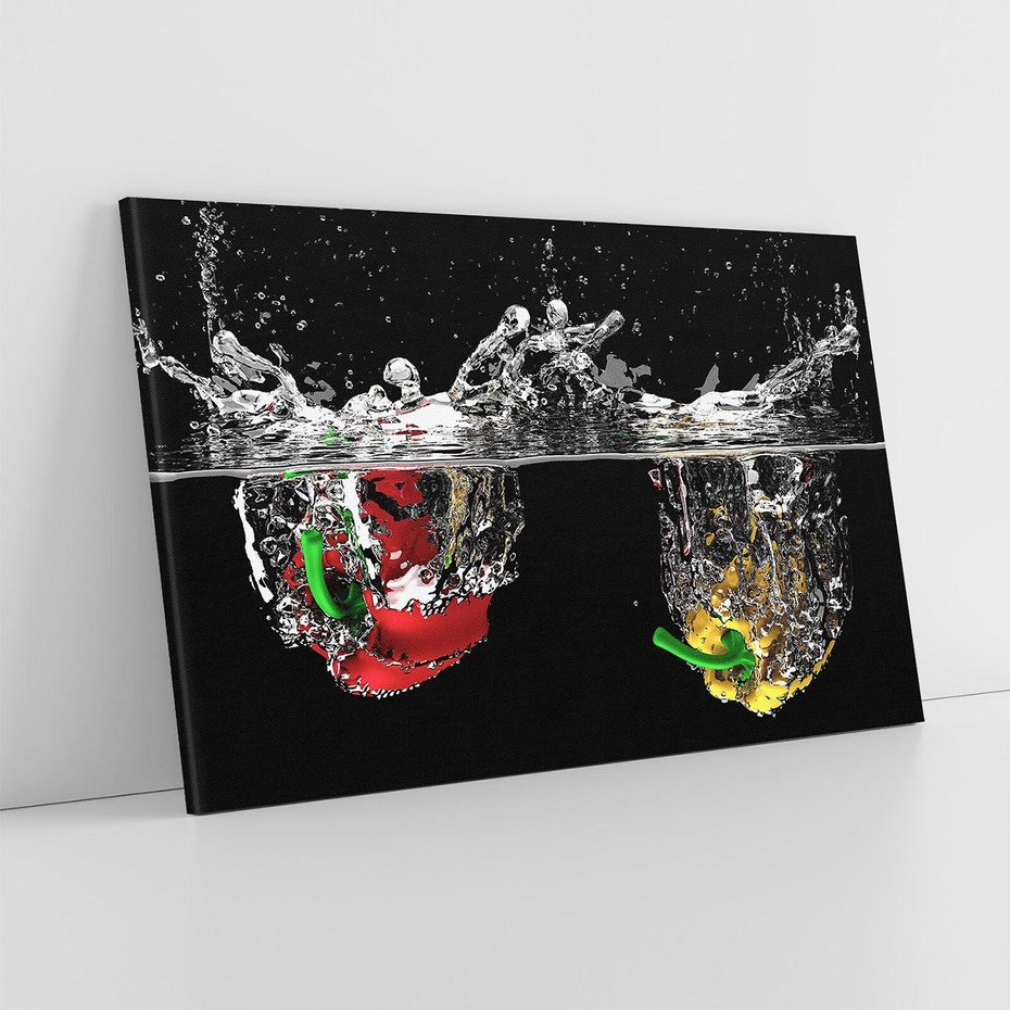 Obraz na płótnie 100x70 - Papryka Warzywna Eksplozja - papryka, woda