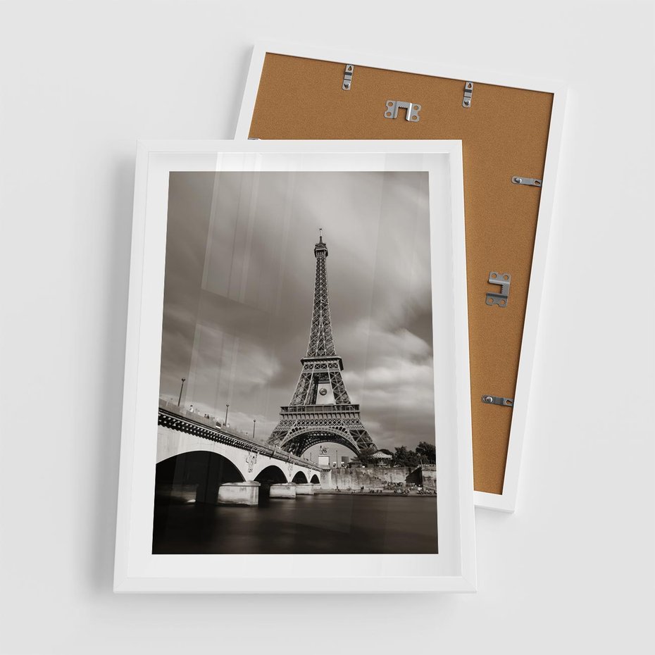 Plakat w ramie 50x70 - Mgiełka Eiffla - Paryż, Eiffla - rama biała