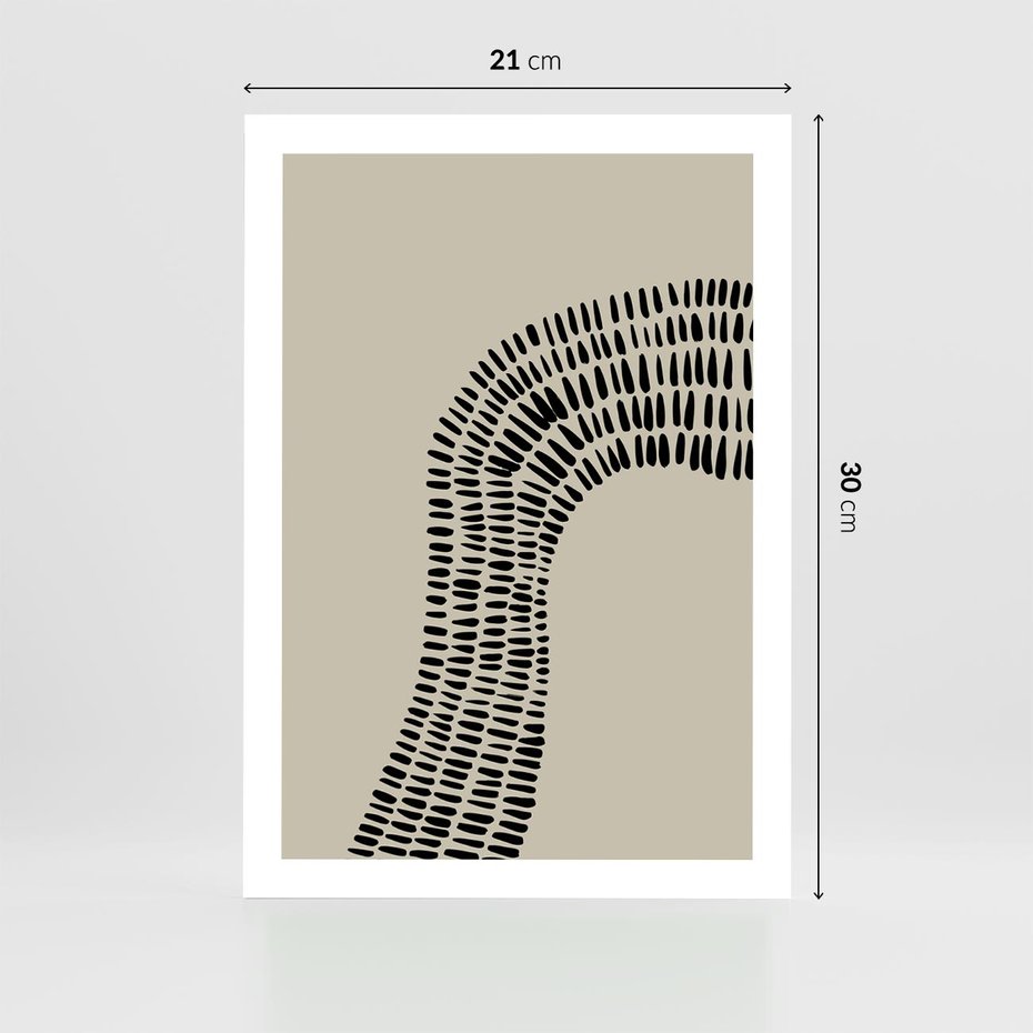 Plakat bez ramy 21x30 - Migotliwa Innowacyjna Ekspresja - boho plakat, czarne kropki kreski