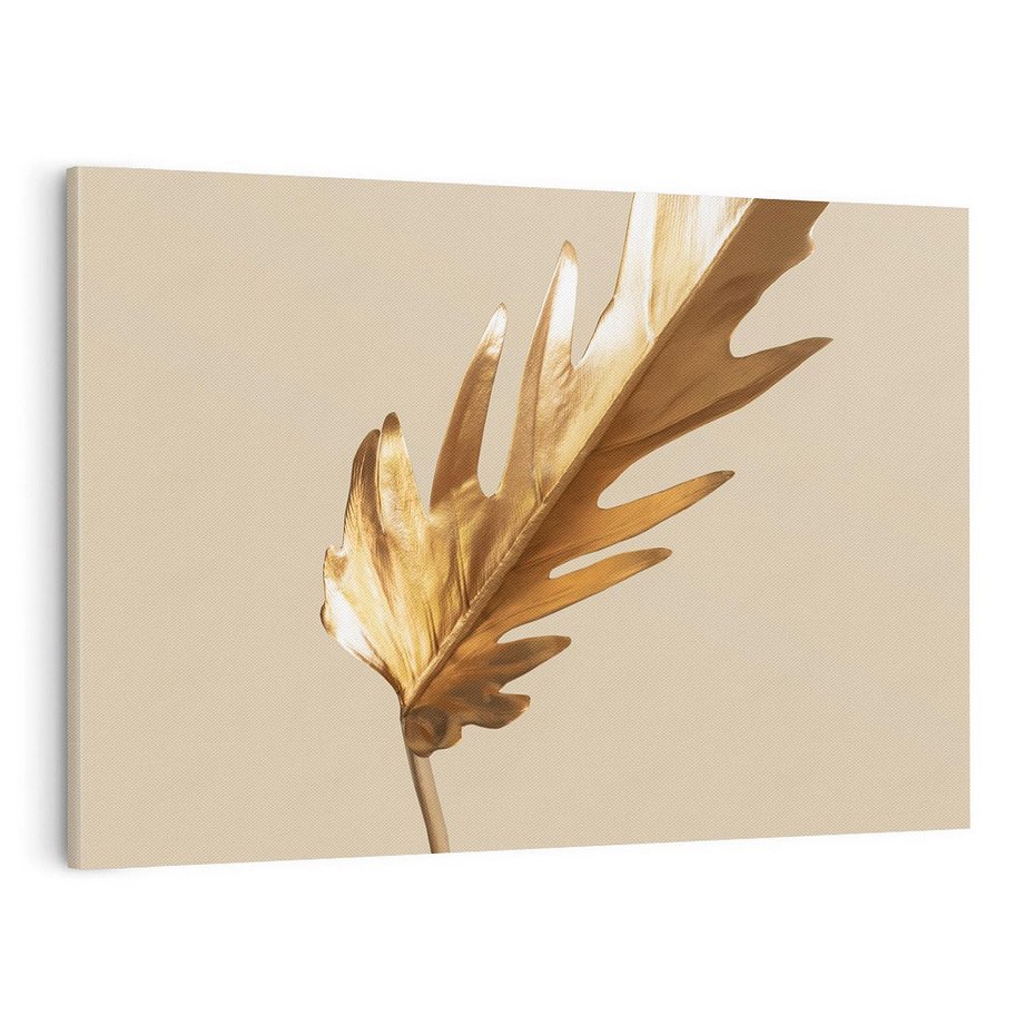 Obraz na płótnie 100x70 - Piękno w Detalu - złoty, liść
