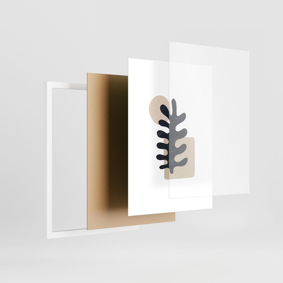 Plakat w ramie 30x40 - Opowieść Przenikających Energii - inspiracja mattise, abstrakcja - rama biała