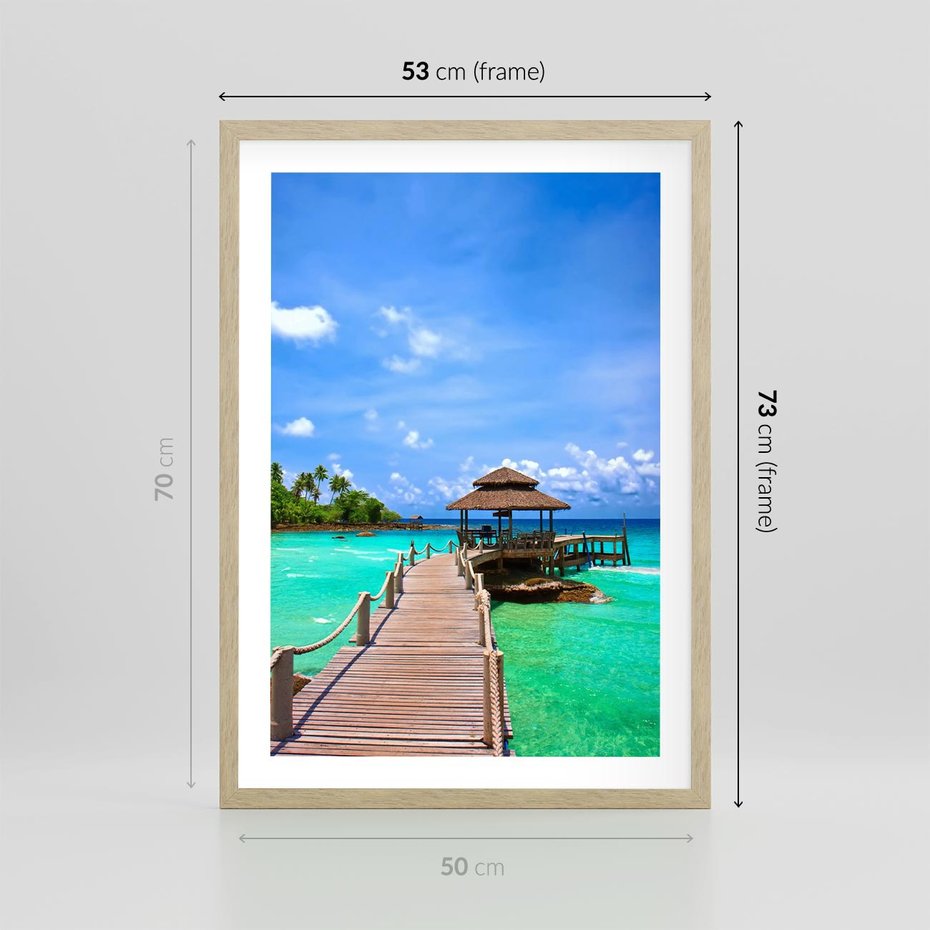 Plakat w ramie 50x70 - Magia tropikalnego oceanu - ocean, tropiki - rama drewno