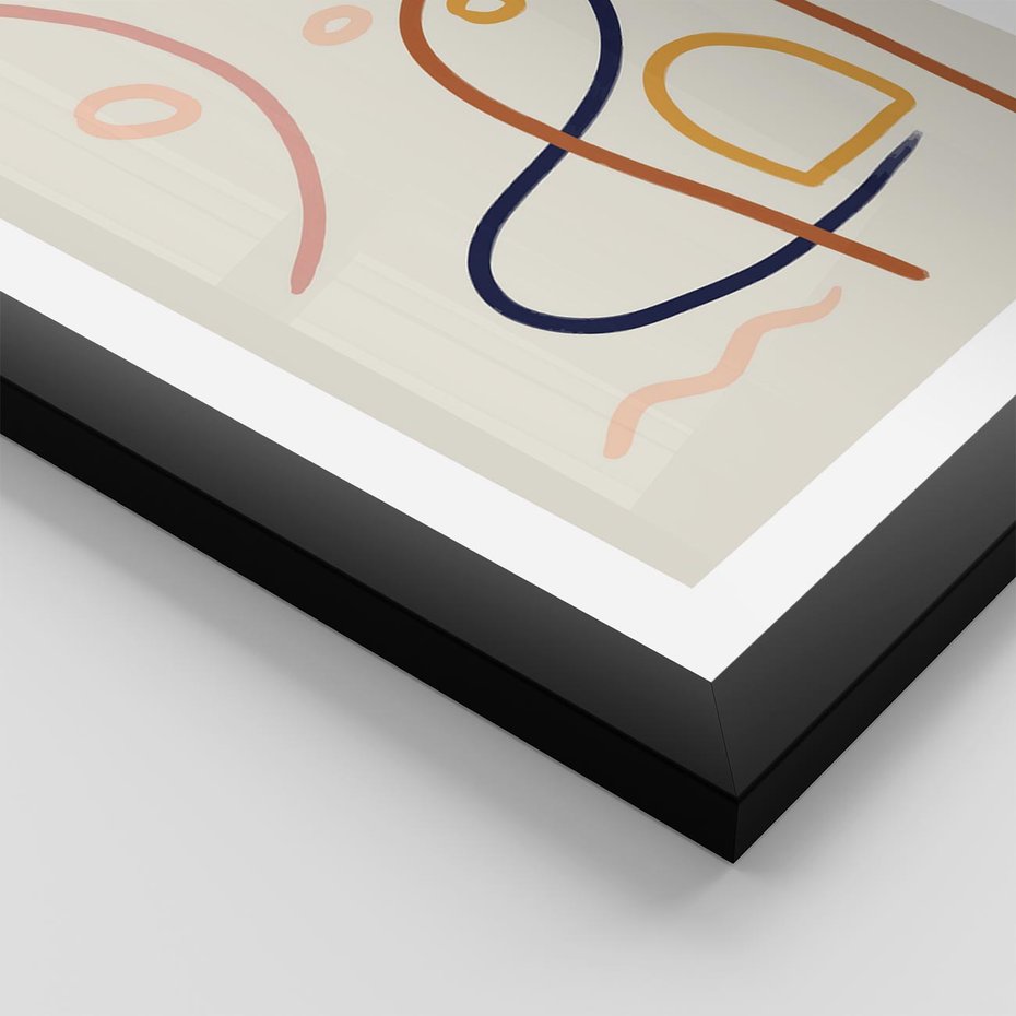 Plakat w ramie 50x70 - Mgnienie Oka - abstrakcja w stylu picasso, beżowe tło - rama czarna