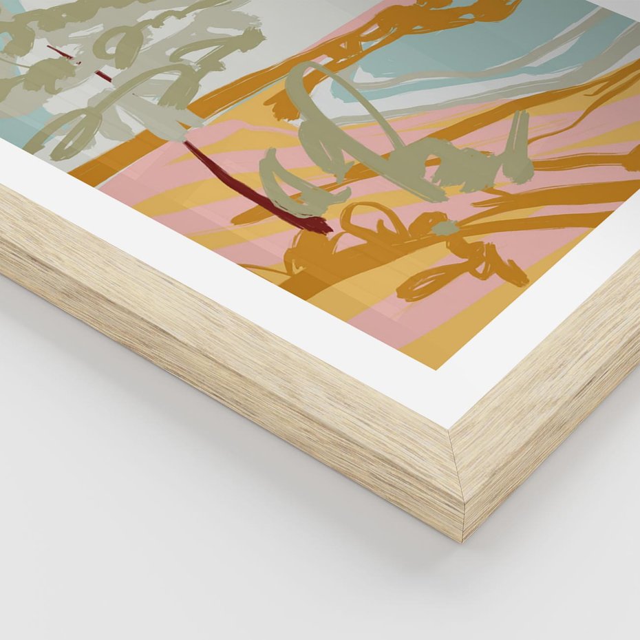 Plakat w ramie 30x40 - Spokojny Wiatr - pastelowy krajobraz, nowoczesny plakat - rama drewno