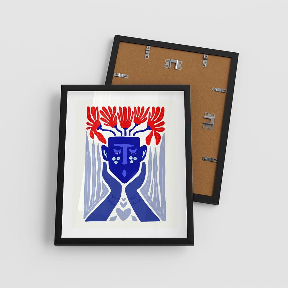 Plakat w ramie 40x50 - Nowoczesne Wcielenie Boho - etniczna maska, boho styl - rama czarna