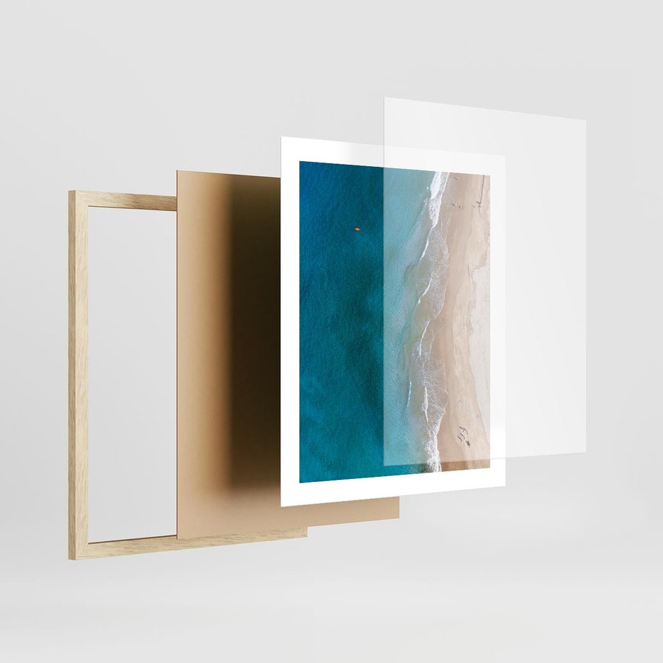 Plakat w ramie 40x50 - Spokój nad morzem - morze, plaża - rama drewno