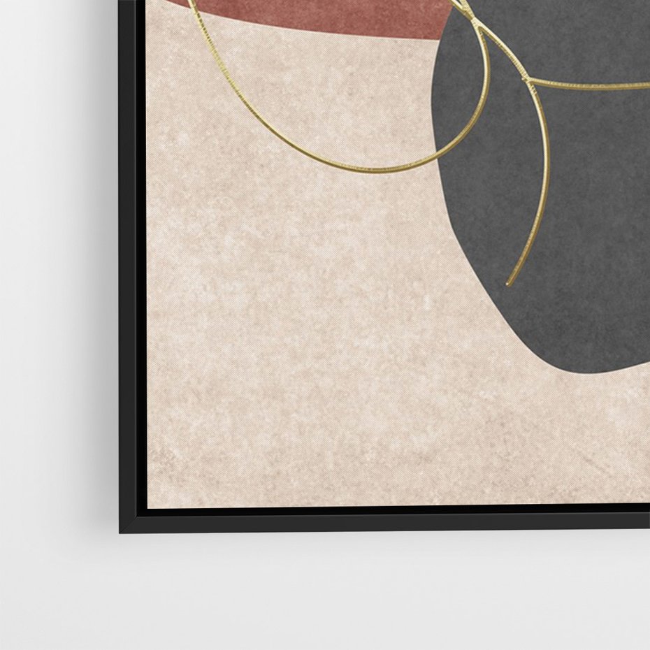 Obraz w ramie 70x100 - Akwarelowa Magia Liści - grafika, styl mid century - rama czarna