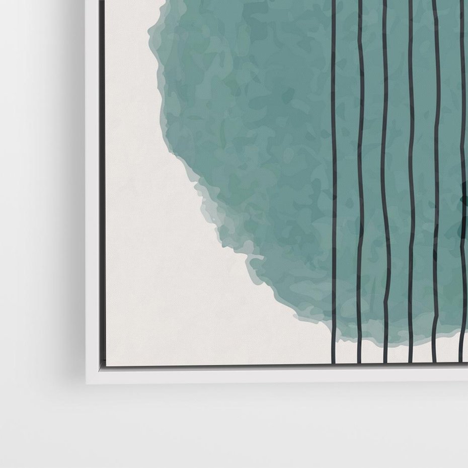 Obraz w ramie 80x80 - Podróżne Inspiracje - abstrakcyjna akwarelowa plama, nieregularne kreski - rama biała