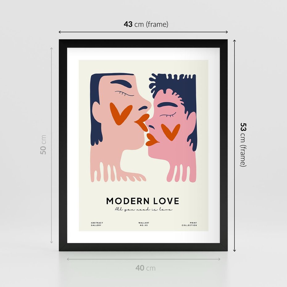 Plakat w ramie 40x50 - Miłość w Kompozycji - miłość, para zakochanych - rama czarna