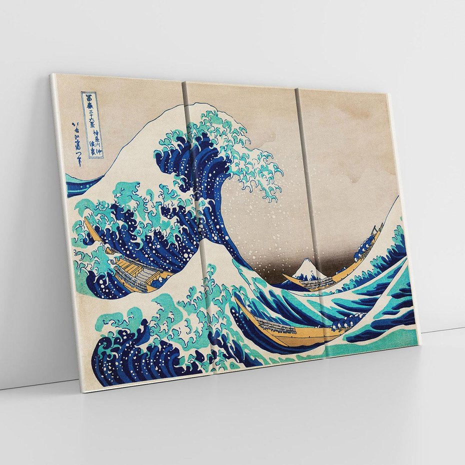 Obraz na płótnie 120x80 - "Wielka Fala u wybrzeży Kanagawy" Katsushiki Hokusai - Reprodukcja - reprodukcja, obraz na płótnie